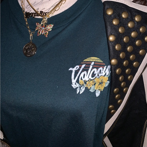 Volcom Emerald Green Forest Pine Sunset Bloom Floral Graphic Tee - Picture 15 of 16